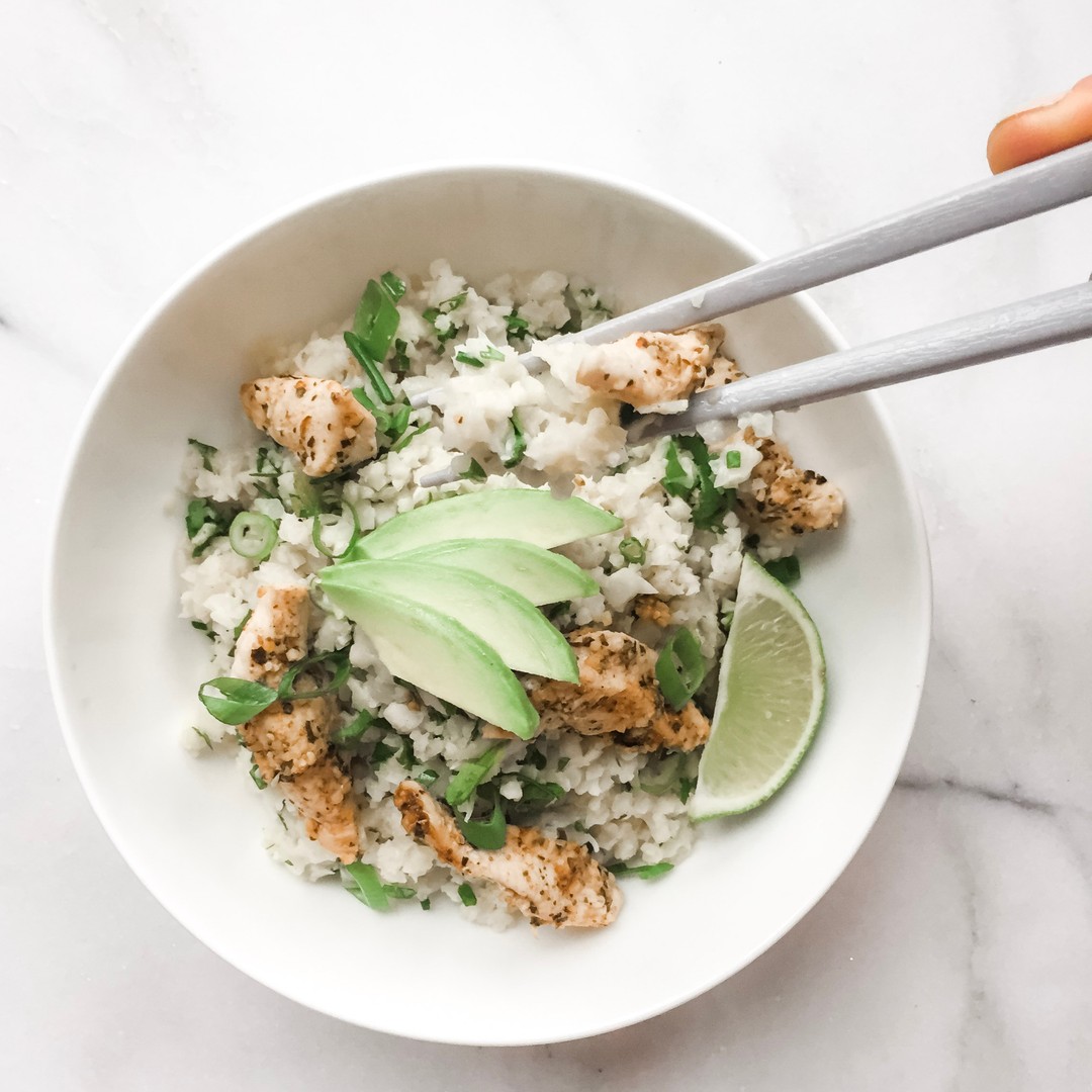 Chicken and Coconut Lime Caulirice Bowl⁠
