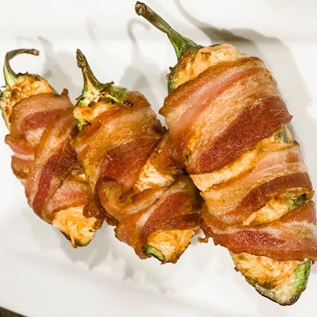Bacon Wrapped Buffalo Chicken Dip Jalapeno Poppers